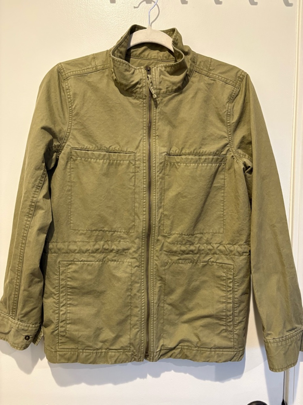 Women’s J. Crew 100% Cotton Olive Green Zip-Front Utility Jacket Size Small